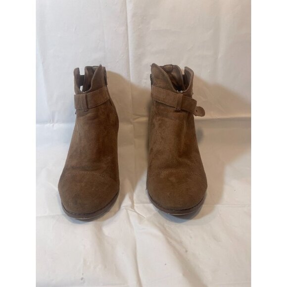 CHARLOTTE Russe Khaki Women's Ankle Faux Suede Boots Size 9 Side Zipper - Picture 3 of 14
